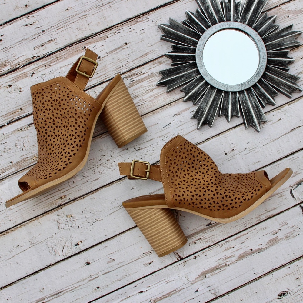 Universal Thread Perforated Leather Chunky Heels